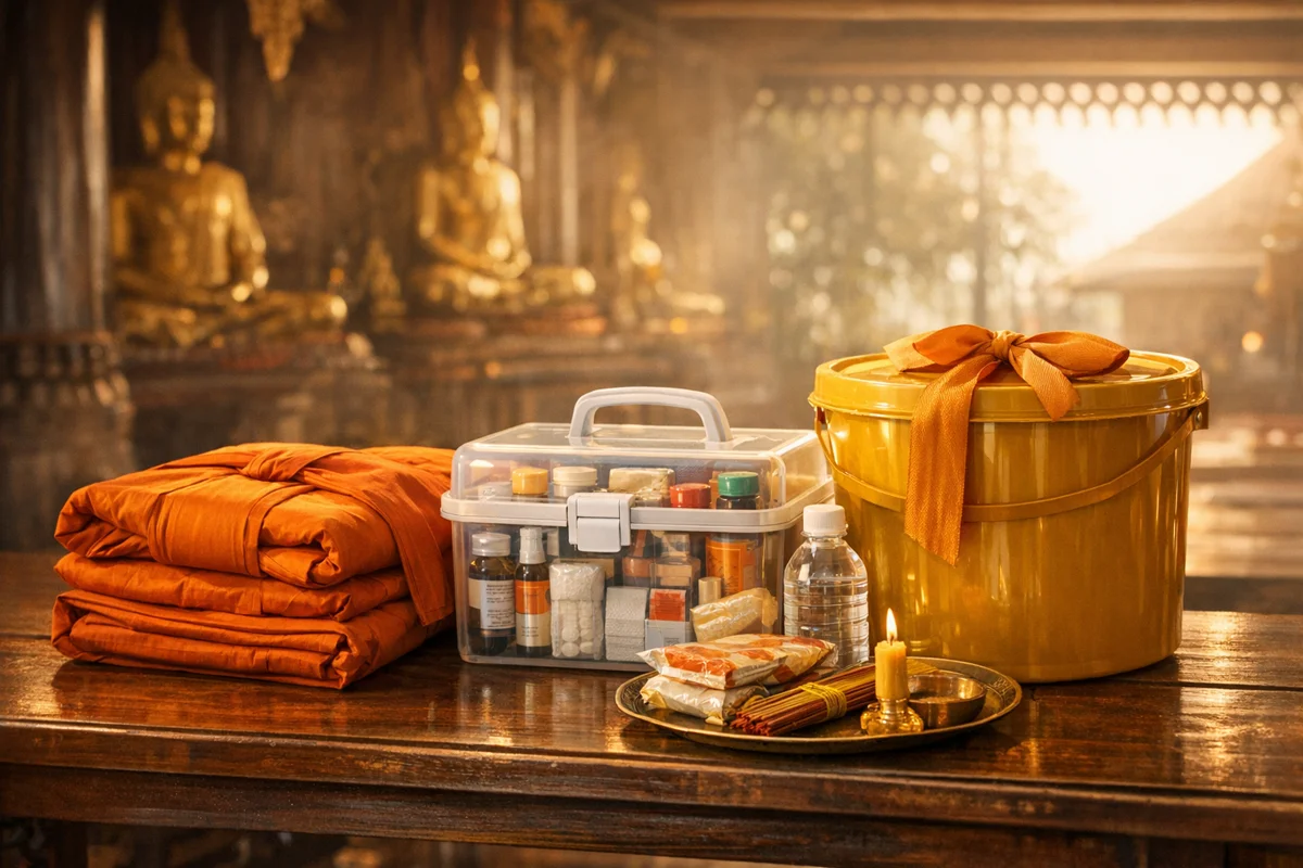 ของทำบุญวันวิสาขบูชา 2569: เลือกสังฆทานยังไงให้พระท่านได้ใช้จริง ไม่ต้องทิ้งเป็นขยะวัด