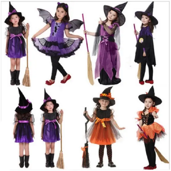 ชุดฮาโลวีน เด็กผู้หญิง ชุดแม่มด มาพร้อมหมวก ( มี 5 แบบ ) รุ่น MM001-MM002-MM003-MM004-MM005